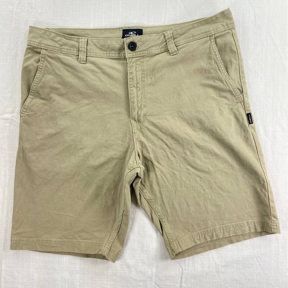 O'Neill Chino Walk Shorts Mens 34 Khaki Casual Cotton Blend